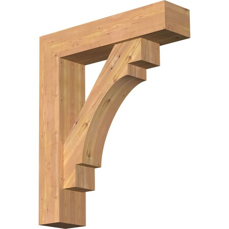 Ekena Millwork Merced Block Smooth Bracket w/ Offset Brace, Western Red Cedar, 7 1/2"W x 32"D x 38"H BKT0806X32X38MRC05SWR